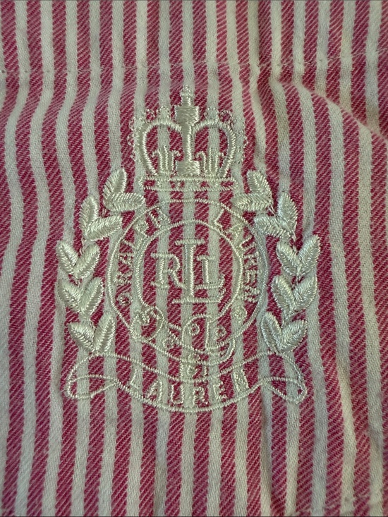 Lauren Ralph Lauren Other - Lauren Ralph Lauren Embroidered Crest Button Down in Pink and White Stripes M
